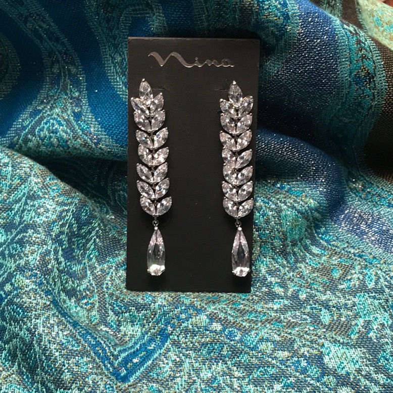 Beautiful Nina Brand Dressy Crystal Earrings. 3 In
